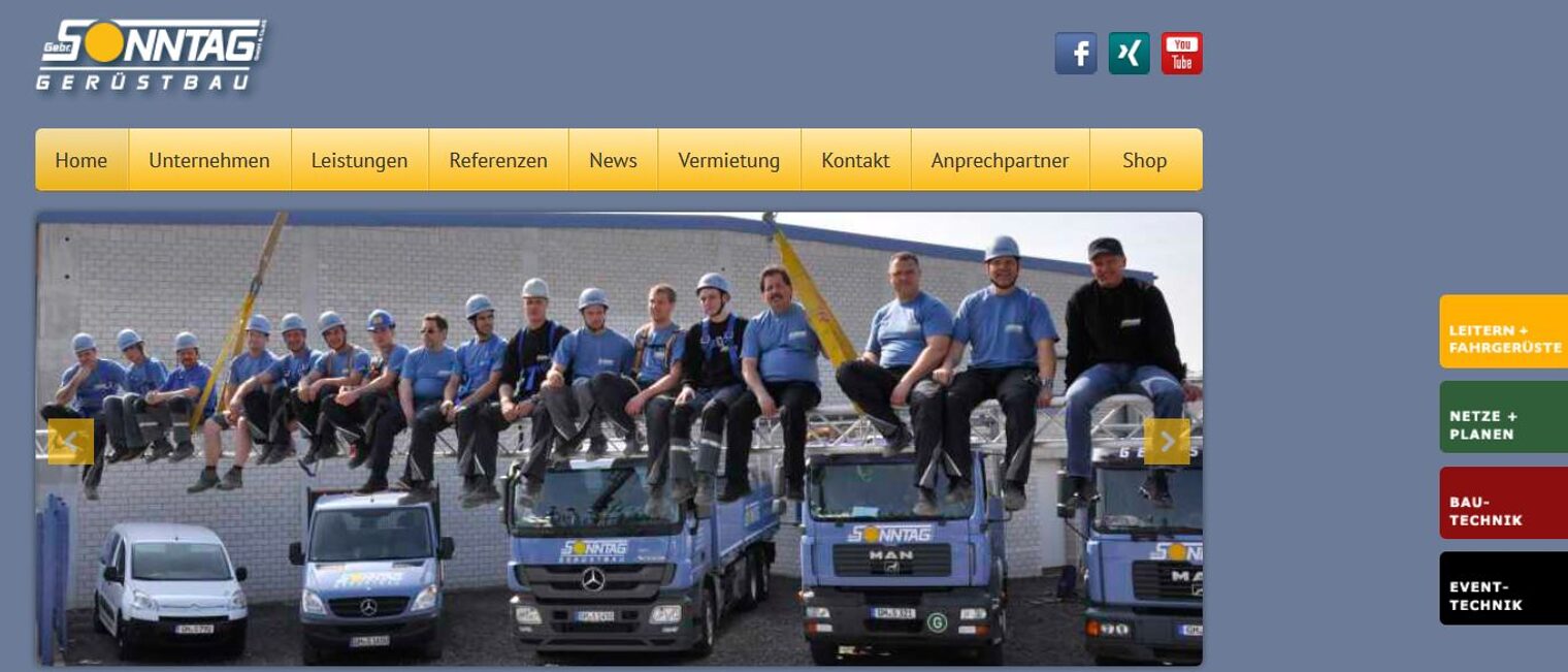 Homepage des Monats Juni 2015: Gerüstbau Gebr Sonntag