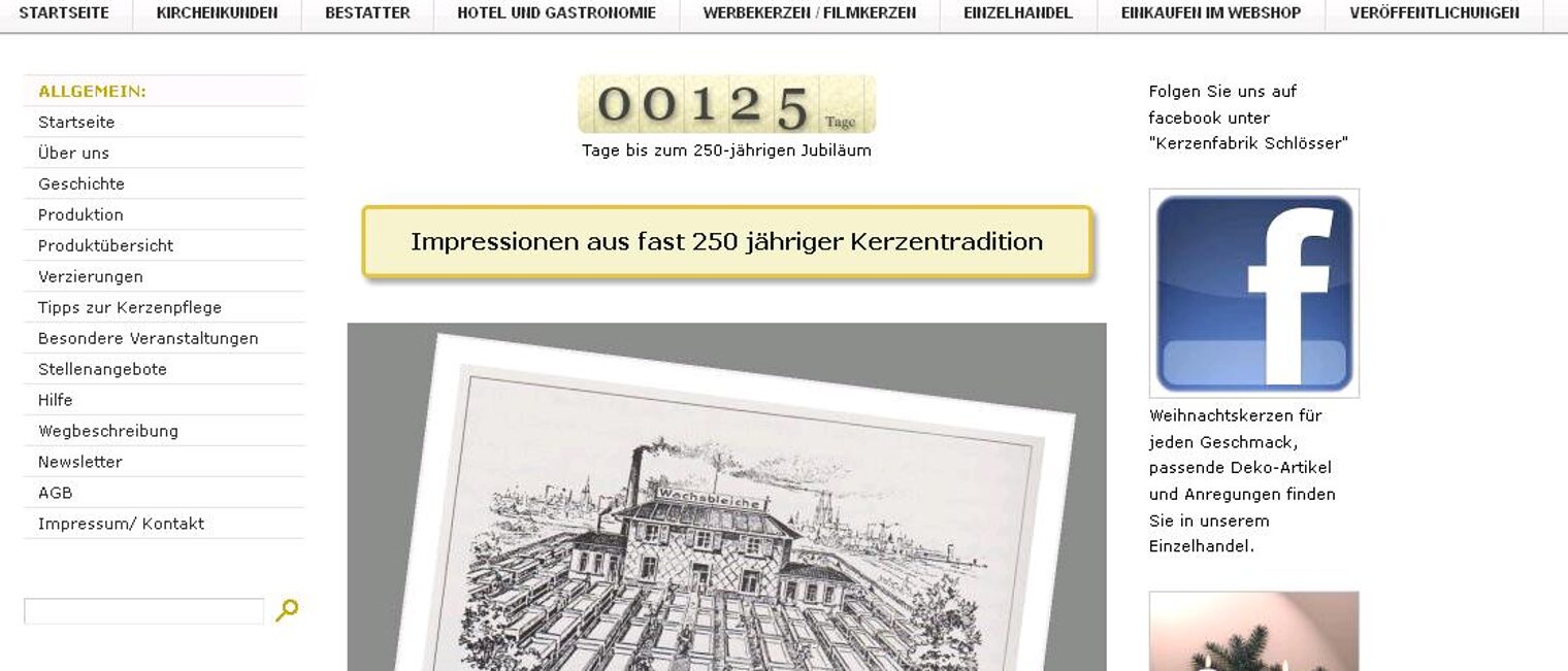 "Homepage des Monats" Januar 2014: kerzenschloesser.de