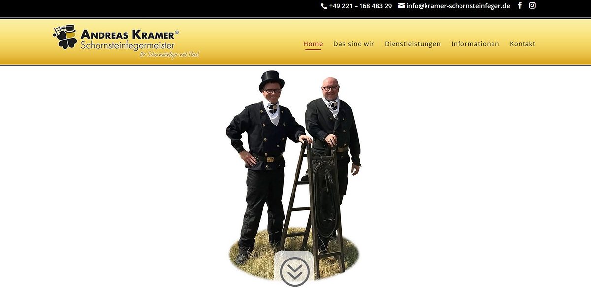 Screenshot der "Homepage des Monats November 2018": kramer-schornsteinfeger.de Screenshot der "Homepage des Monats November 2018": kramer-schornsteinfeger.de