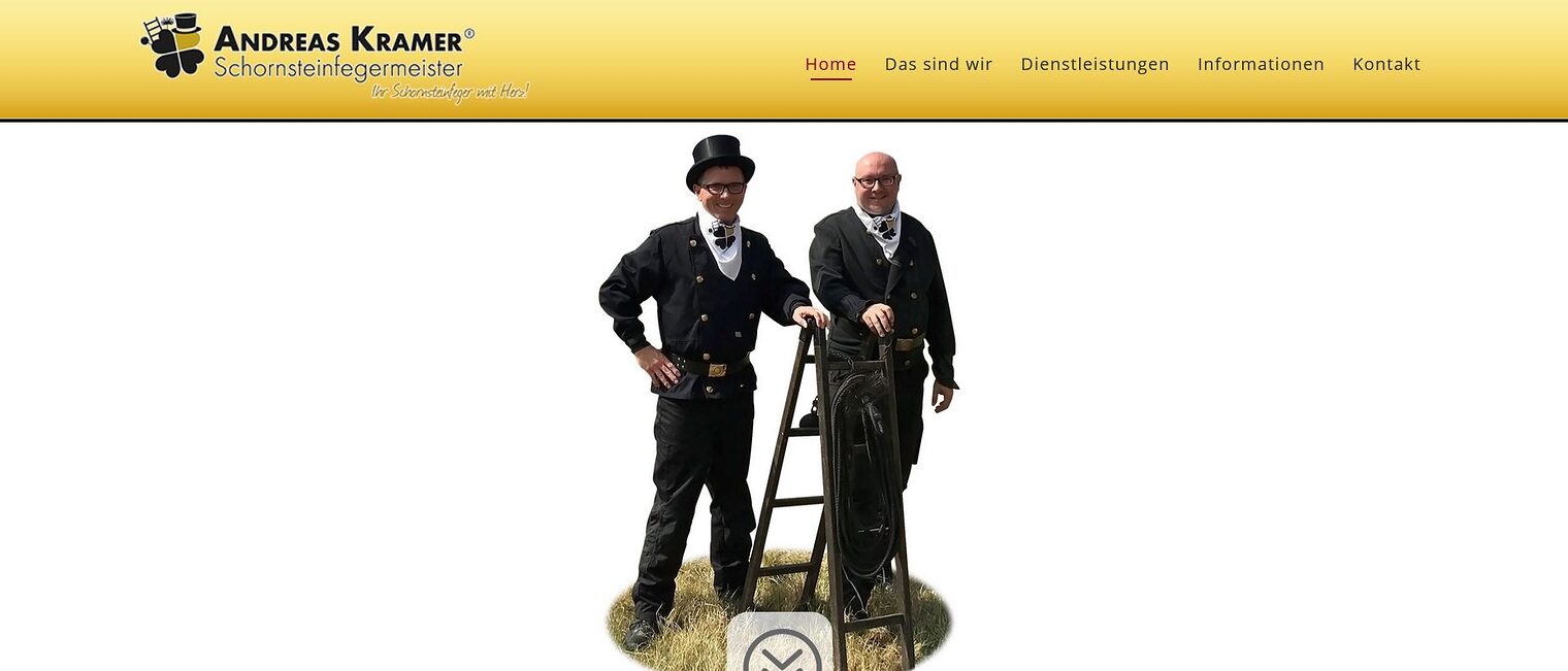 Screenshot der "Homepage des Monats November 2018": kramer-schornsteinfeger.de