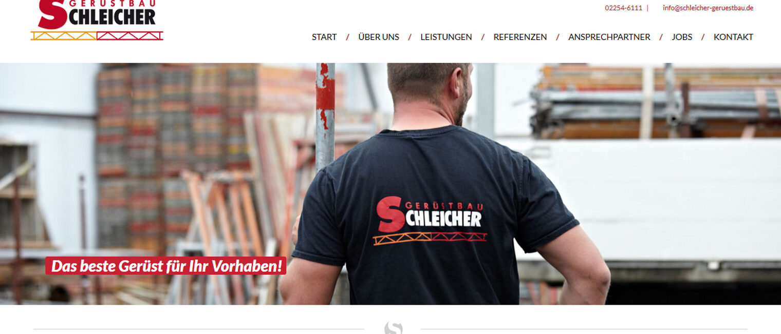 Bildschirmfoto des Handwerksunternehmens Schleicher Gerüstbau GmbH