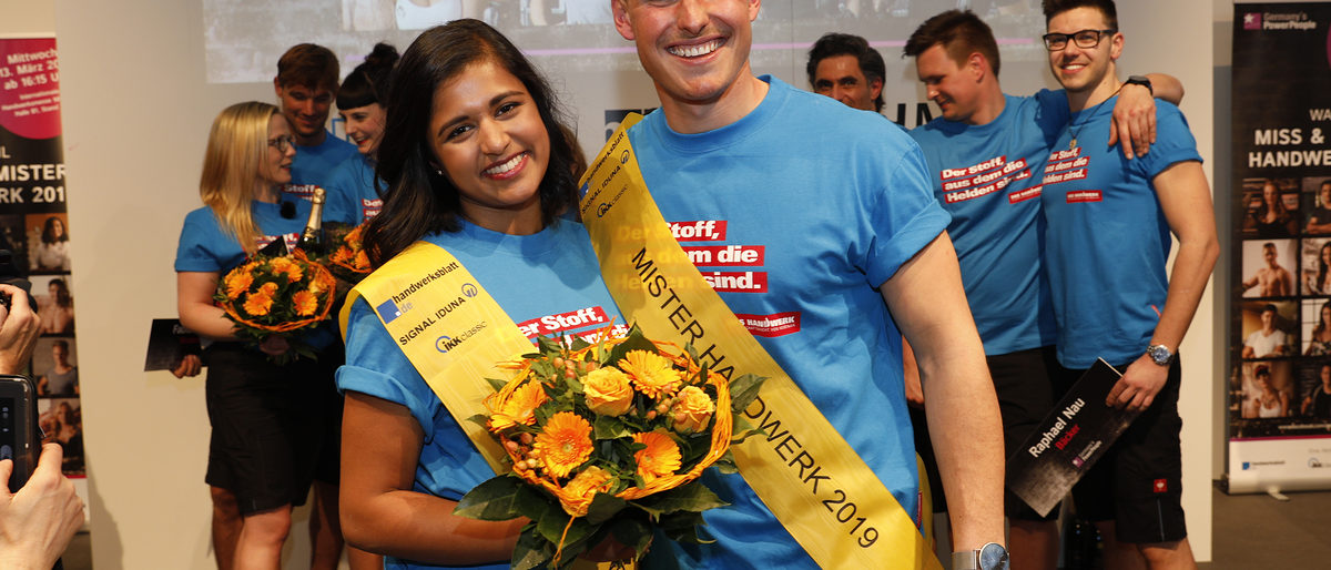 Priyanka Balamohan und Robert Dittrich, die zu Miss und Mister Handwerk 2019 gekürt wurden Priyanka Balamohan und Robert Dittrich, die zu Miss und Mister Handwerk 2019 gekürt wurden