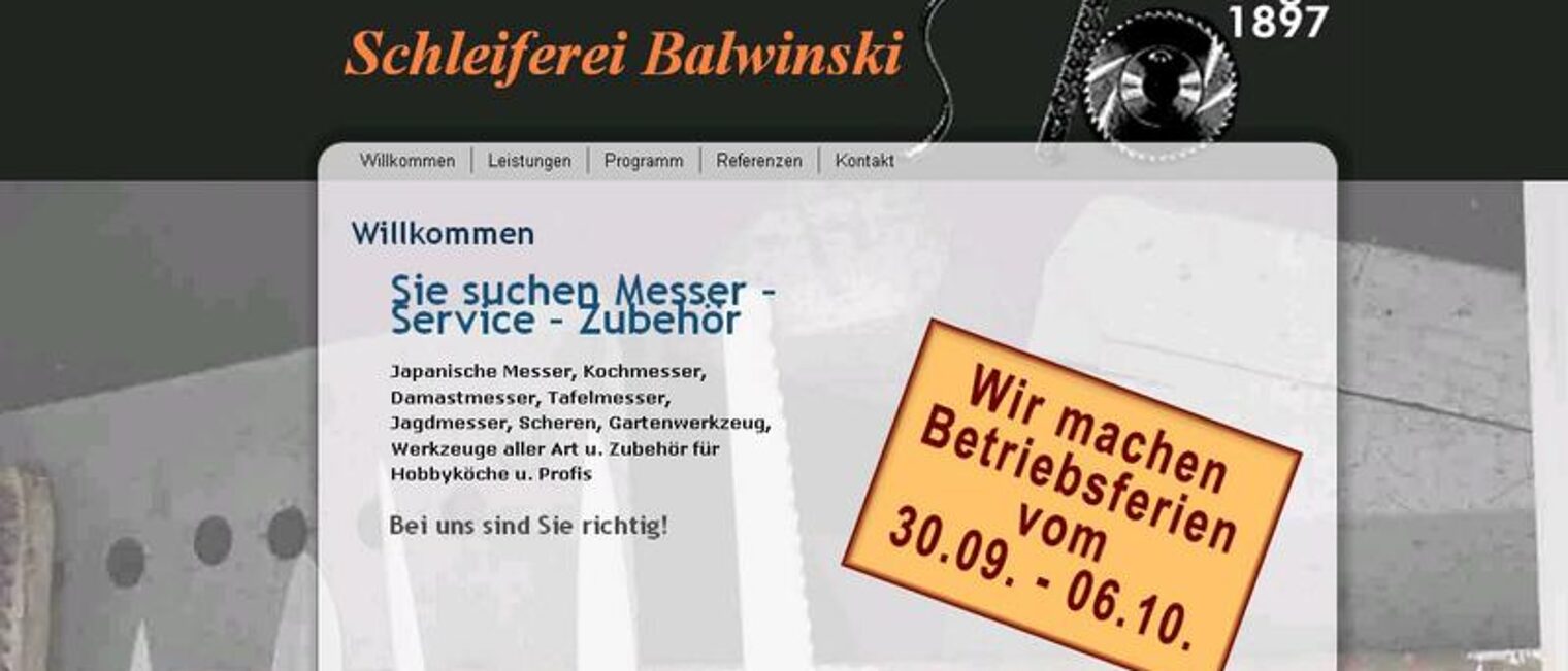 Homepage des Monats September 2013 schleiferei-koeln.de