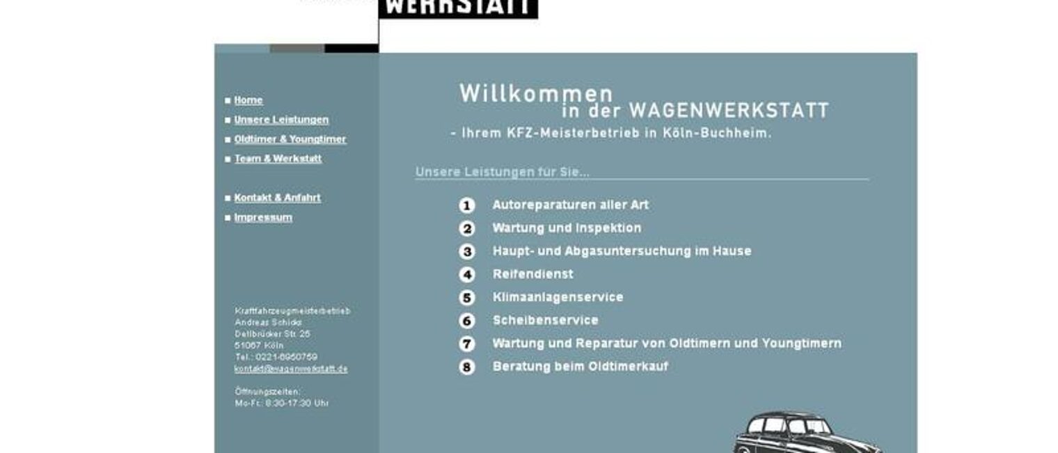 Homepage des Monats Maerz 2013 wagenwerkstatt.de