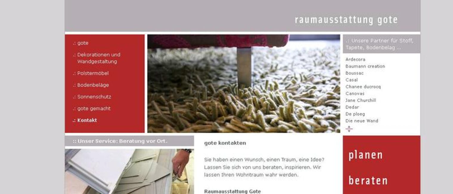 Homepage des Monats Juli 2012 raumausstattung-gote.de