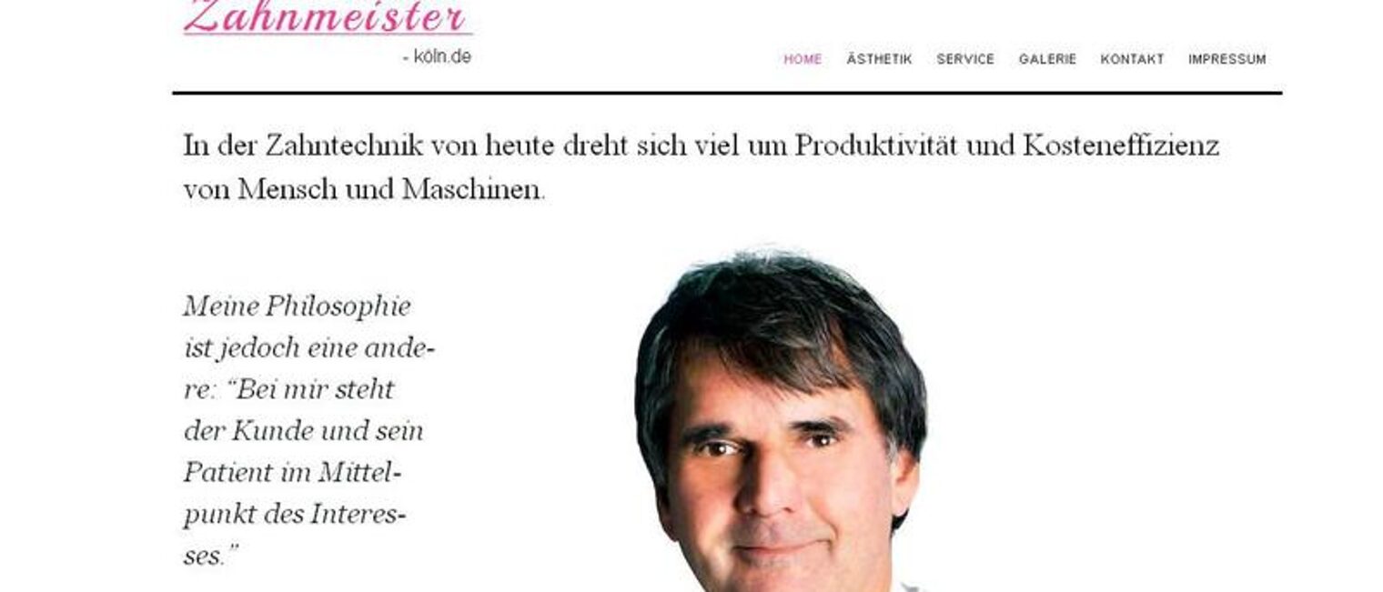Homepage des Monats Mai 2012 zahnmeister-koeln.de