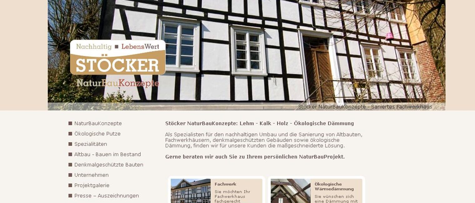 Homepage des Monats Mai 2014 Stoecker Naturbaukonzepte