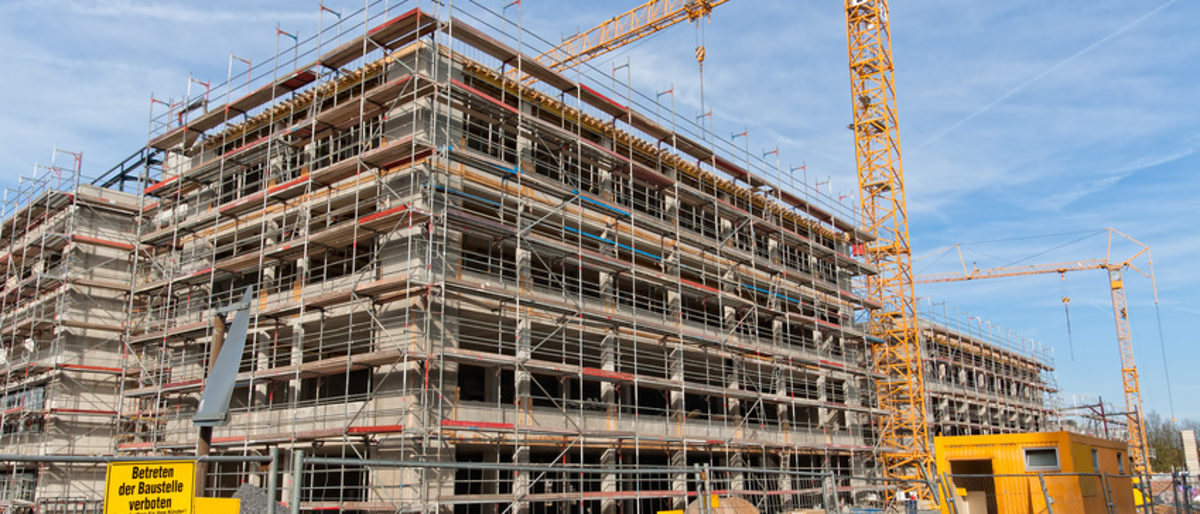 Baustelle, Bau, Kran, Gerüst