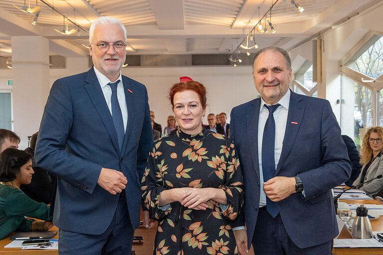 Garrelt Duin, Hauptgeschäftsführer der Handwerkskammer zu Köln, Katja Dörner, Oberbürgermeisterin der Bundesstadt Bonn, Hans Peter Wollseifer, Präsident der Kölner Handwerkskammer (v.l.n.r.) 